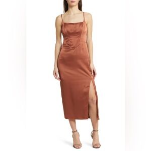 ASTR The Label Satin Corset Dress in Copper, NWT